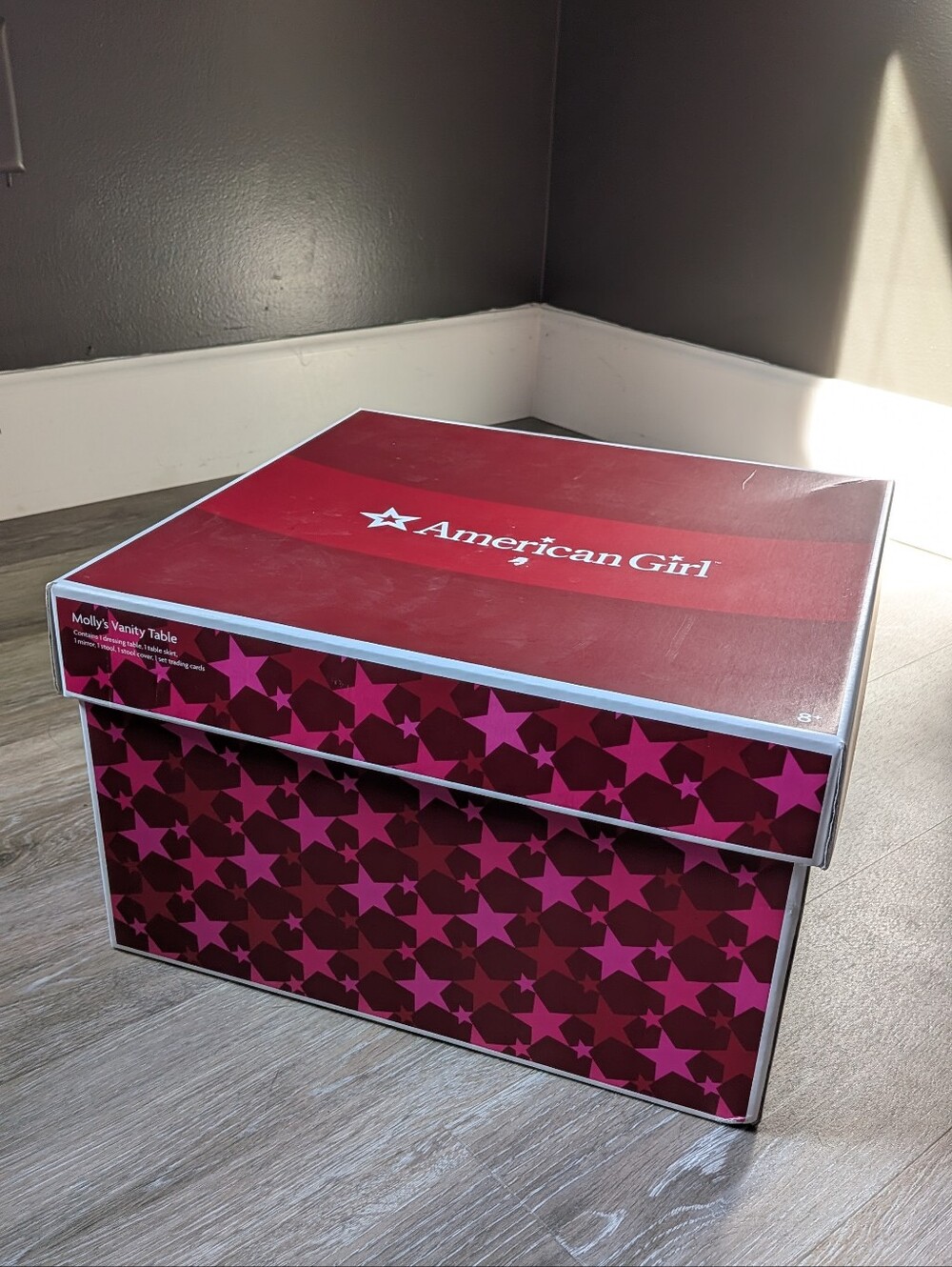 American Girl Molly's Vanity Table Pink and Cream Floral Vanity Set with Mirror - Picture 14 of 14